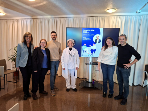 Cecilia Gras, gerent de Clínica del Remei, Maria Magre, equip d'Aura, Eulàlia Font com a Responsable del Grup de Valors i Charo Paños, bona companya de la Maria.